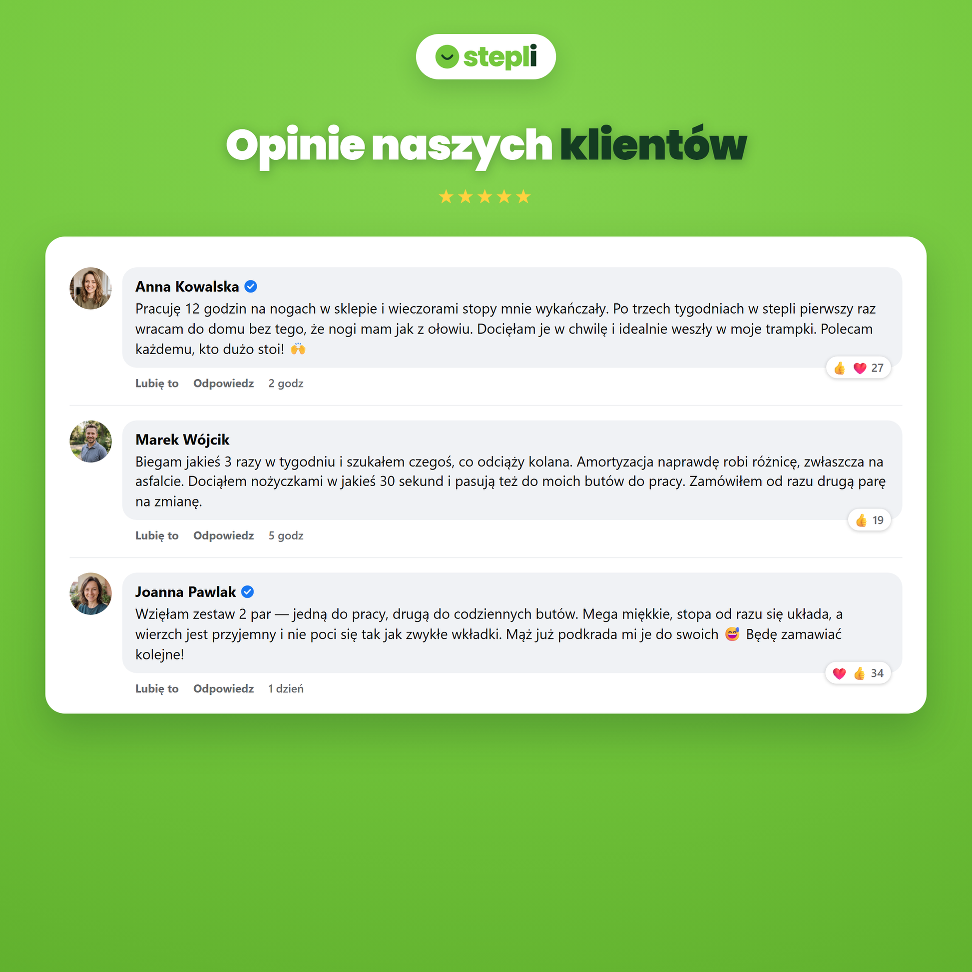 Opinie klientów o wkładkach stepli