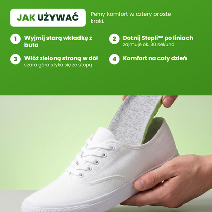 Jak używać wkładek Stepli™ — docinanie i wkładanie do buta w 4 krokach