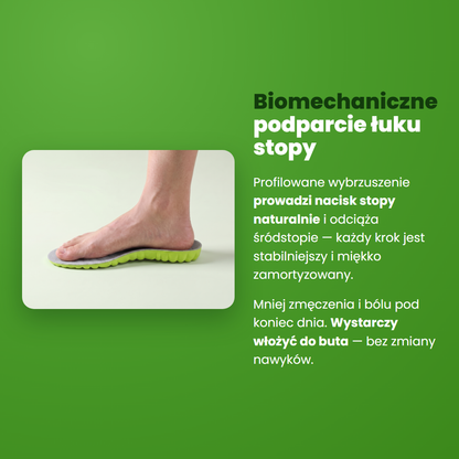 Biomechaniczne podparcie łuku stopy — wkładki Stepli™
