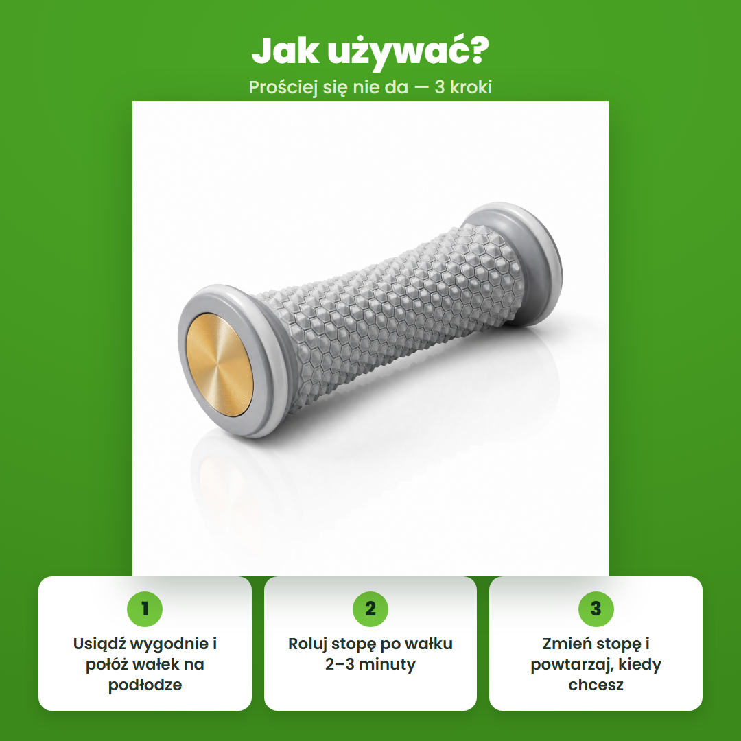 Jak używać wałka do masażu stóp Stepli™ — 3 kroki
